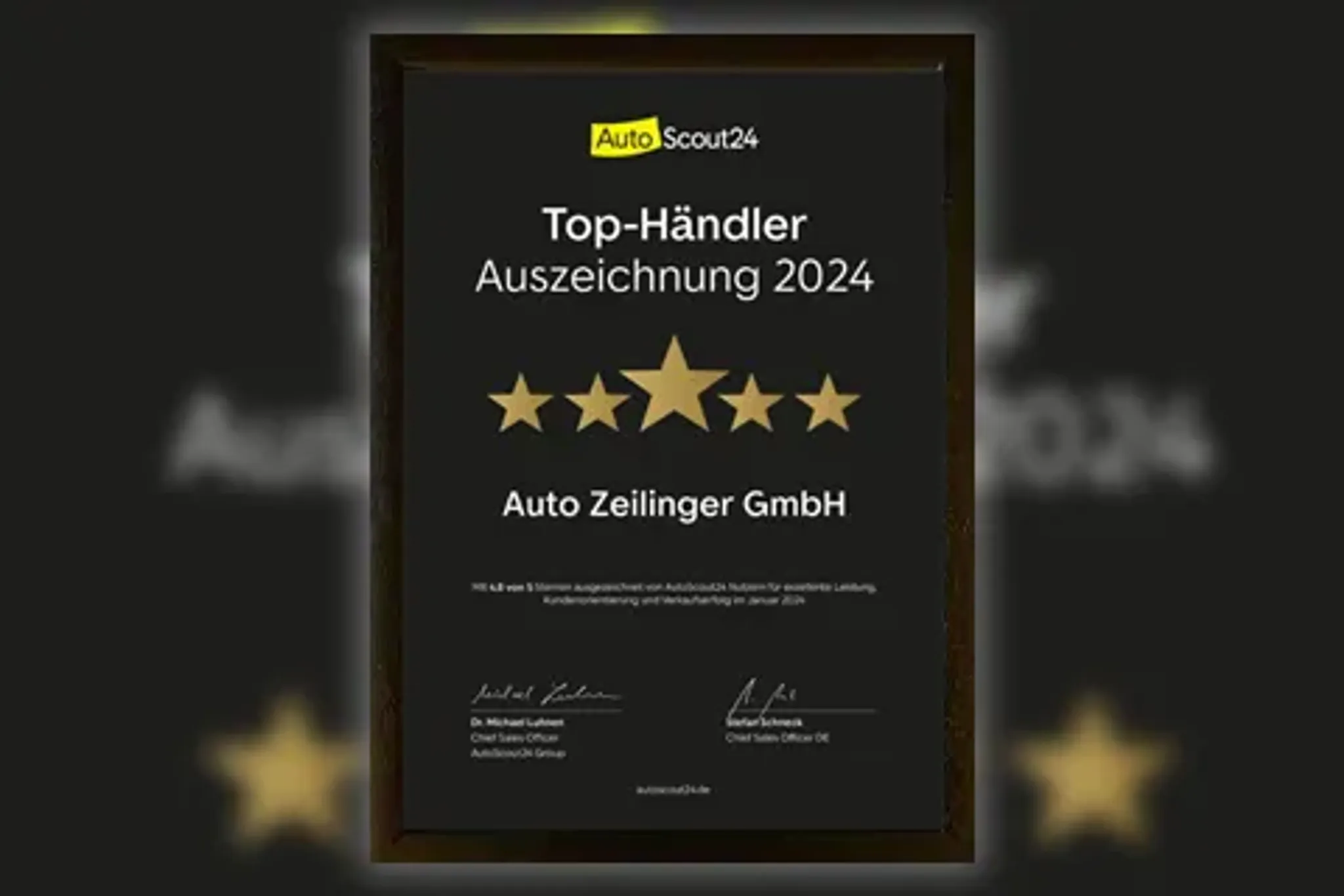 Auszeichnung AutoScout24 Bester Händler 2024