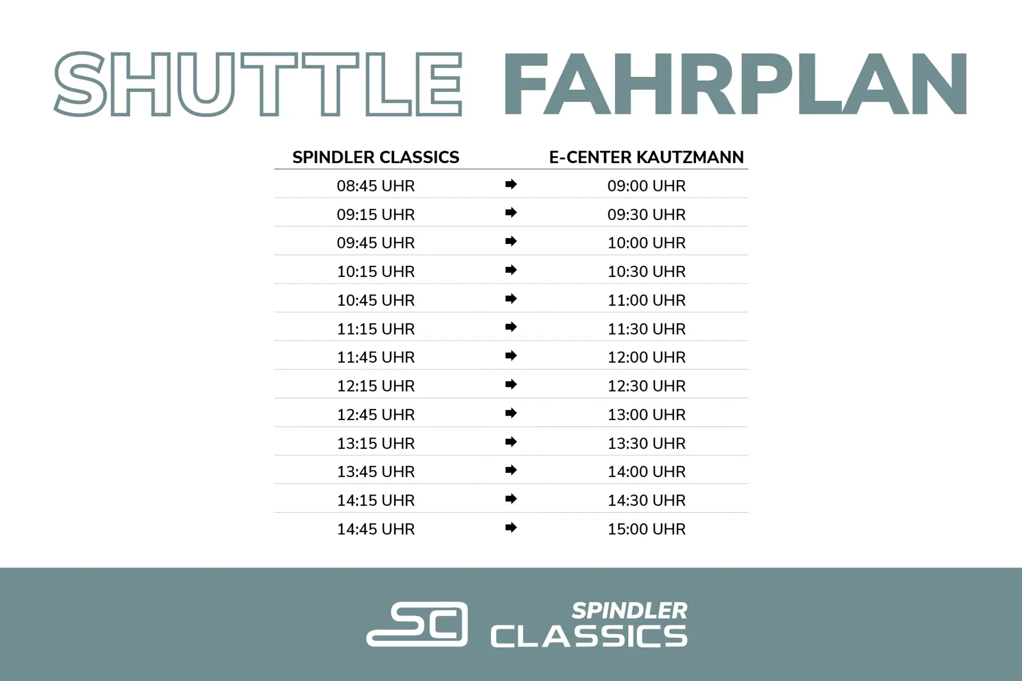 Shuttlezeiten Rückfahrt Franken Classics 2024